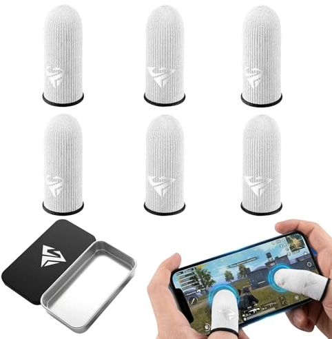 DASHUI 6 Stück Finger Sleeves Gaming, Anti-Schweiß Fingersleeves Touchscreen Fingerhüllen, Superempfindlich & Atmungsaktiv für präzise Handy-Spielesteuerung
