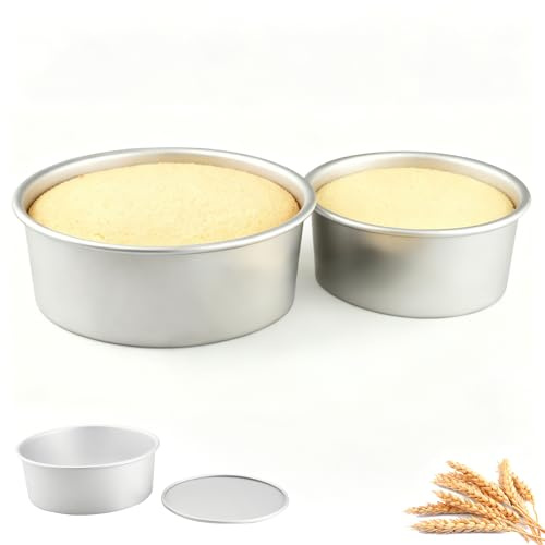 YapitHome Juego de moldes redondos para tartas de 20/25 cm (8/10 pulgadas) de aluminio anodizado con base extraíble para capas de tarta, tartas de queso, magdalenas, ideales para panaderos aficionados