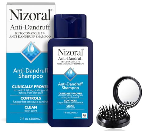 Haircare Set: Nizoraal Fresh Scent Shampoo 7 oz + LUXPAKS Brush | Fresh Scent Shampoo, 7 fl oz, All Hair Types, Scalp Care Bundle, LUXPAKS Hairbrush Included