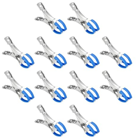EVBOTGEE Lot de 12 pinces en métal pour bâche de piscine, pinces de serrage pour piscines hors sol, parasol et vêtements avec une forte force de serrage