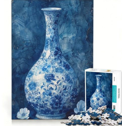 Puzzle 1000 pièces Vase Chinois, Jouet à Monter soi-même, activité familiale, avec pièces de Formes aléatoires s'emboîtant Parfaitement 38x52cm