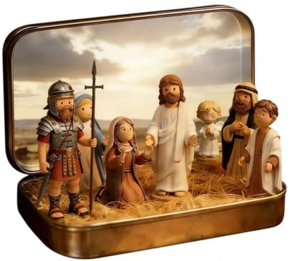 Tiny Jesus Figurines - Religiös påskscen, Mini Faith Figurines, Collection