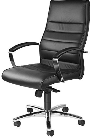 Topstar Designer-Luxus-Chefsessel, Bürostuhl, Leder, schwarz