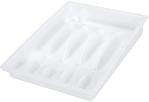 Kesper 30086 - Bandeja Extensible para cubertería (plástico, 29-50 x 38 x 6,5 cm), Color Blanco