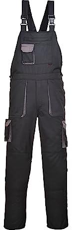 Portwest TX12 Mono de Trabajo con Peto y Tirantes Hombre Texo Contraste Negro, XL