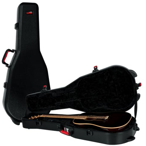 Gator Cases Molded Flight Case For Acoustic Dreadnought Guitars With TSA Approved Locking Latches, (GTSA-GTRDREAD)