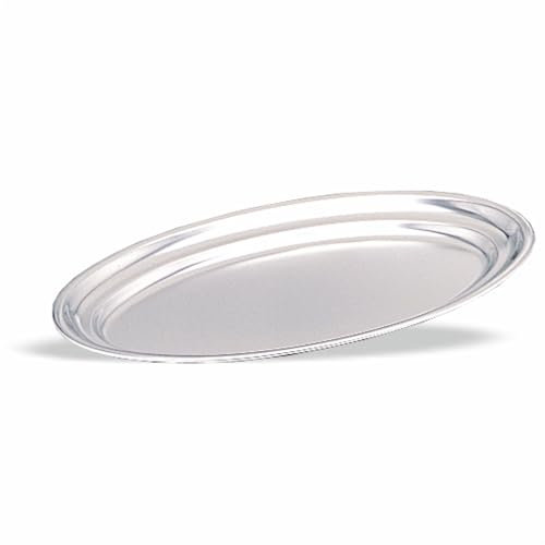 Plateau de Service Ovale en Inox à Bords Ronds 25 à 50 cm - Pujadas