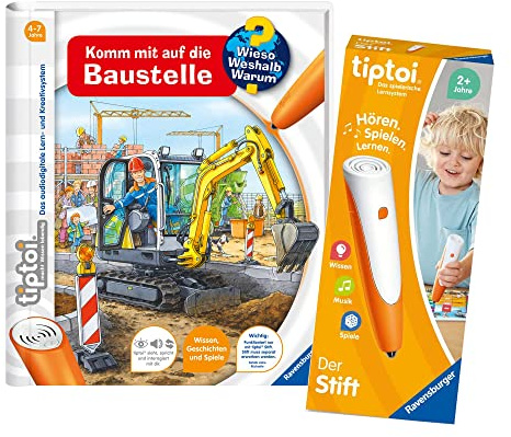 tiptoi Ravensburger buch Wieso? Weshalb? Warum? 4–7 | kommer med på byggarbetsplatsen Ravensburger 008018 penna – ny med inspelningsfunktion