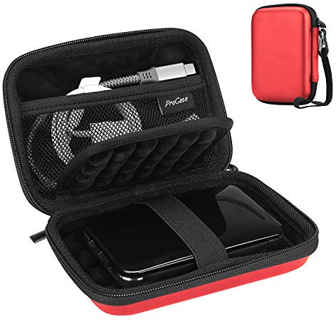 ProCase Étui Disque Dur Externe 2,5, Housse de Protection pour WD, Toshiba, Canvio, Seagate, Samsung SSD HDD, Pochette Portable Antichoc 2,5 Pouces avec Emplacements pour Cartes et Accessoires-Rouge