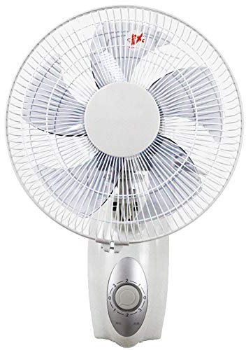 12 / 34cm Mecánico Ventilador de Pared Oscilante | Funcionamiento Silencioso | Inclinación Ajustable, Ventilador Eléctrico con 3 Velocidades, para Refrigeración y Ventilación (Blanco)