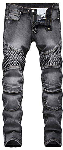 GUOCU Jeans da Moto retrò da Uomo,Motociclista Pantoloni Rinforzati,Moto Biker Jeans Pantaloni da Moto Jeans Skinny Slim Fit Denim Motorcycle Pants(Non Incluso Armatura) B 38W