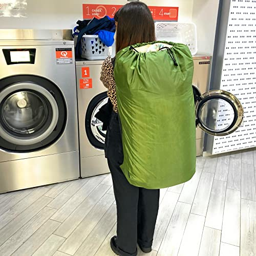 MGKolbe® Zaino Impermeabile Ripiegabile con Bretelle Supporta fino 80 Kg Grande 92 X 60 cm, Portabiancheria Sporca per Bagno Porta Abiti da Viaggio Panni Indumenti Sporchi Borsa Bagaglio a Mano Verde