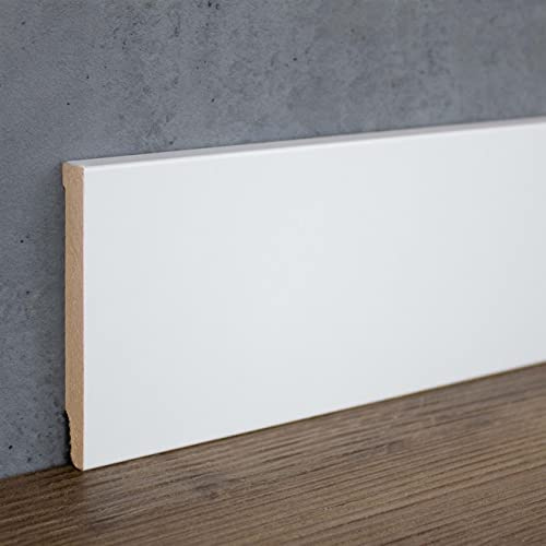 PROVISTON | Sockelleiste | Eckiges Profil | 10 x 80 x 2500 mm | MDF foliert | Weiß | annährend RAL 9016 | Klassische Fußleiste | 2.5 Meter