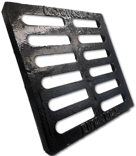 MOSINSBO Cast Iron Drain Grate 12x12 in for NDS Catch Basin, B-Class 28100 lbs Heavy-Duty Driveway Channel Cover for Polylok, Outdoor Trench Drainage Grate, Square Metal Sewer Cover (True 11.7x11.7)