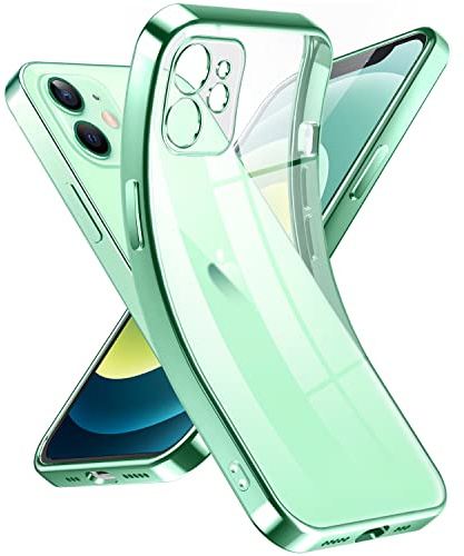 Supdeal Crystal Clear Hülle für iPhone 12 Mini, Niemals gelb mit Kameraschutz, Silikon Durchsichtig Handyhülle Weicher Passform, Ultra Dünn und Leicht Case Cover, 5,4, Hell Grün