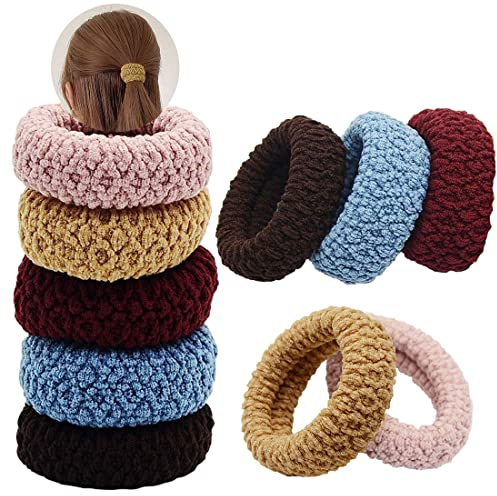 10 Pièces Élastiques à Cheveux en Coton, FUKPO Lot de Chouchou Elastique Cheveux Femme Fille Enfant, Élastiques à Cheveux Épais Bandes de Cheveux Sans Couture pour Queue de Cheval(Couleur Mixte)