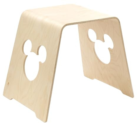 Disney Micky Maus Kinderhocker aus Bugholz-Birkenfurnier, natürliche Oberfläche, 52 x 40,5 x 45 cm (B x T x H)