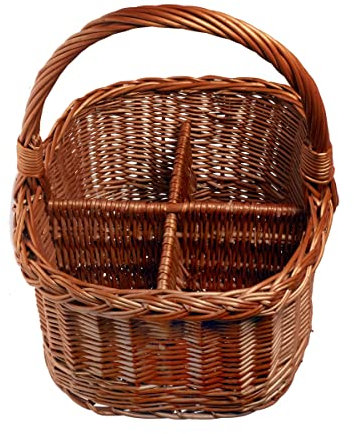 Flaschenträger für 4 Flaschen Weidenkorb Getränketräger Picknickkorb RattanTragekorb Handgeflochten