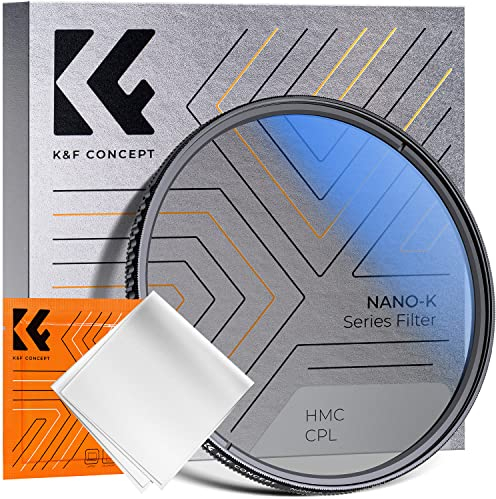 K&F CONCEPT 58MM Polarising Filter Circular Polarizing CPL, Ultra Slim, Japan Optics, Multi Coated, with Cleaning Cloth (Nano-K Series)