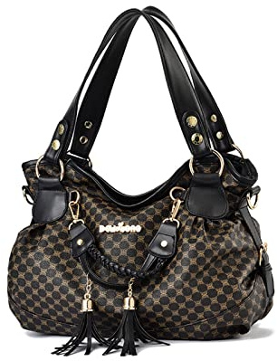 NICOLE & DORIS Handtasche Damen Retro Schultertasche Weiche PU Leder Retro Shopper Tasche Hobo Henkeltasche Groß Umhängetasche Bedruckte Tragetasche für Alltag, Schule,Reise Schmetterling Schwarz