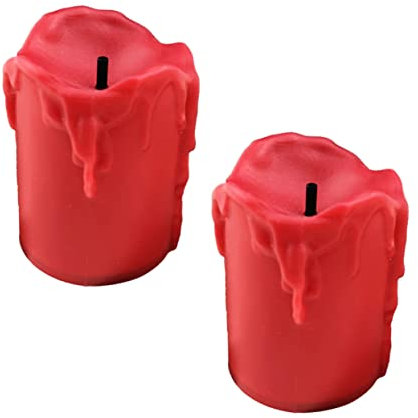 CAXUSD 2Pcs LED Flameless Tealight Candles with Red Shell Realistic Flickering Candle Lights for Home Bar and Cafe Decor Battery Operated Night Lamp