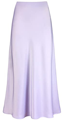Outoshe Jupe trapèze longue en satin taille haute pour femme | Taille élastique dissimulée, coupe en biais, imprimé léopard à pois, travail, automne, tenues élégantes, jupe soyeuse