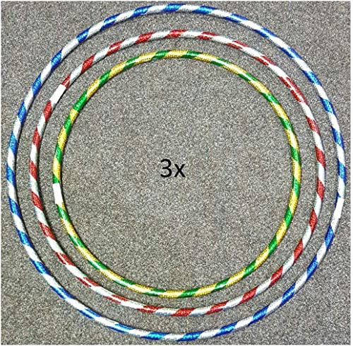 RAYMSTER 3x Glitter Hula Hoops for Weight Loss, Fitness Routine & Active Play - Weighted Activity Exercise Hoops for Unisex Kids & Adults - Dance Training Rings & Gym Equipment - Small, Medium, Large