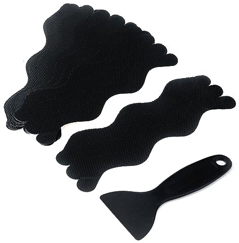 Chinflly Anti Slip Shower Stickers, 24 Pcs S Type Safety Bathtub Strips, Non Slip Bathtub Stickers with Premium Scraper for Bathroom, Shower, Stairs, Swimming Pool, Black