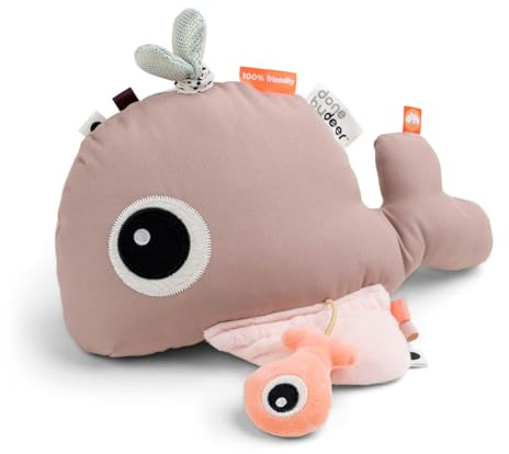 Done by Deer Boden Spiel-Spiegel Wally Rosa - Bauchlage Spielzeug mit Bunte Elemente - Baby Spiegel Spielzeug Wal - Baby Spielzeug 0-6 Monate