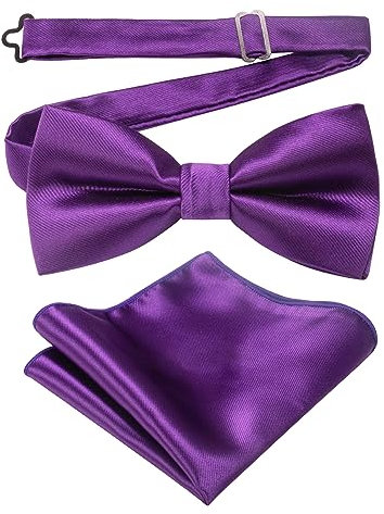 JEMYGINS Herren Fliegen Einfarbig in verschiedenen Farben Erhältlich Einschließlich Einstecktuchset,Lila