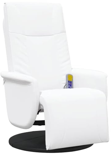 vidaXL Massagesessel mit Fußteil Weiß Kunstleder