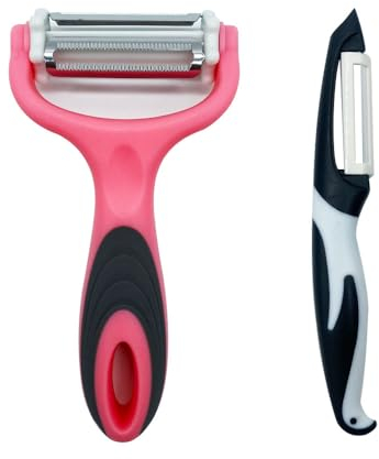 Senvenelec 2 pelapatate 3 in 1 (sbucciatore), ideale per sbucciare patate, carote e varie verdure e frutta. Lama in ceramica, manico rosa antiscivolo.