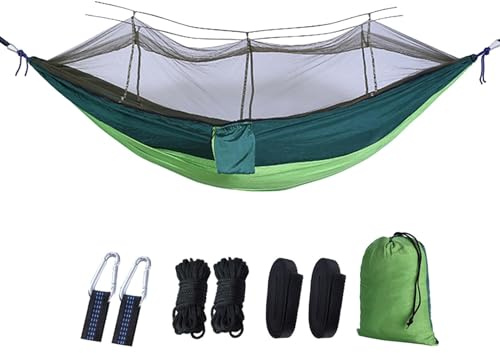 Hamaca para acampar con mosquitera,Hamaca de red de mosca: equipo de campamento portátil fácil de configurar para viajar,Cama de hamaca ligera, equipo de campamento pesado para acampar al aire libre