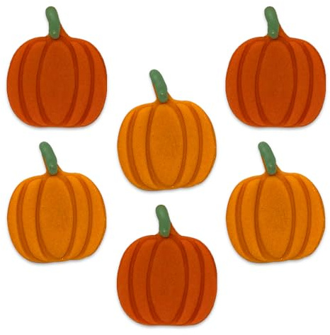 Anniversary House Pack of 6 Halloween Pumpkin Patch Decorations, Handcrafted Fall Theme Cake, Pumpkins Edible Fondant Icing Sugar Cupcake Toppers, SFX371, Sugarcraft