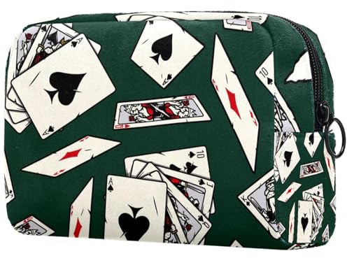 Flush of Spades Poker Cards Cosmetic Bag for Women, Travel Toiletries Bags Large Makeup Handy Pouch Organiser Bag with Zipper