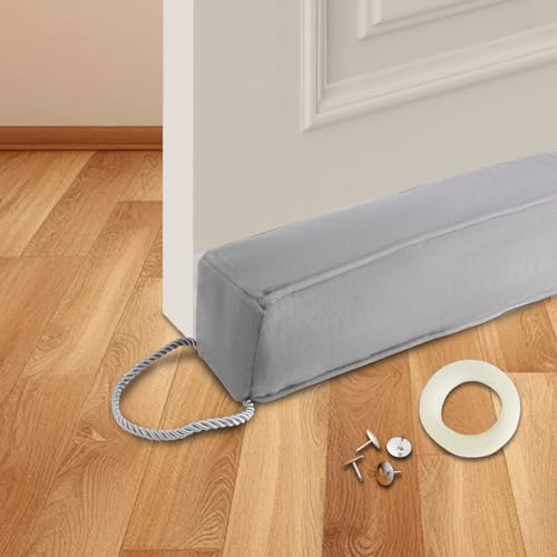 JINMEE Zugluftstopper für Türen 90cm Waschbar, Quadratischer Zugluftstopper für Haustür, Grau