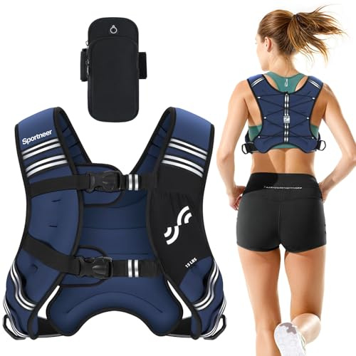 Sportneer - Chaleco para entrenamiento de carrera (3,6 kg/5,4 kg/6,8 kg/9 kg/11 kg, chaleco de running con banda reflectante para entrenamiento, entrenamiento con fuerza física, entrenamiento de