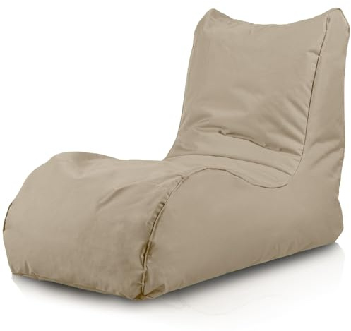 Bepouf - Poltrona Chaise Longue in Poliestere con Imbottitura in Palline di Polistirolo, Poltrona Adatta per Camera, Salotto e Esterni - Dimensione 110x80, Colore Beige