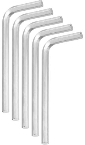 sourcing map 5pcs Hex Key Wrench 5mm Stainless Steel L-Shape Hexagon Metric Wrenches Repairing Tool for Home DIY Bike Motorcycle Repair