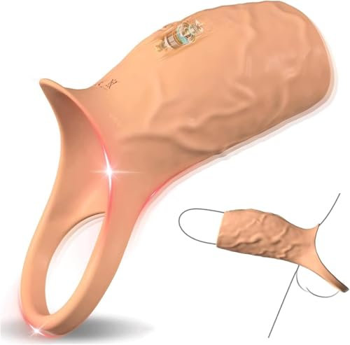 Hombre Fundas para Pene de Vibrador, Extensión de Manga de Pene Realista con Anillo para el Pene, con 10 Modos de Vibración, Anillo Vibradorador para Parejas y Masculino (APP Control-YJT-006)