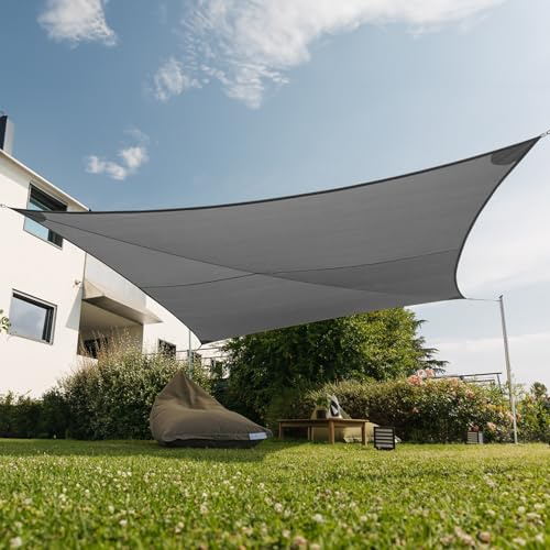 Maanta - Ez Breez Tenda a Vela Ombreggiante Traspirante Triangolare – Tenda da Sole per Esterno con Protezione UV per Terrazza, Giardino e Piscina (Cloud, 4 x 4 x 5.66 m)