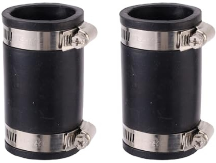 2pcs Flexible PVC Coupling for 1-1/4 Nominal Pipe, 1.61 ID Rubber Condensate Pipe Coupling Replacement with Stainless Steel Hose Clamp for Drain House Repair & Upgrade