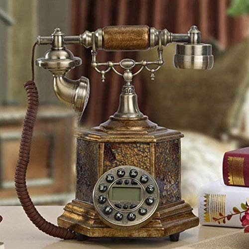MRKU Teléfono Retro, teléfono Vintage, artesanía clásica Europea, teléfono Fijo Retro para el hogar, Oficina Americana, con Cable, Pantalla con Electricidad.