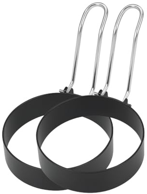 Egg Rings Non Stick, 2PCS Silicone Egg Moulds for Frying Eggs, Pancakes, Crumpets, McMuffins, Omelettes, Reusable Heat-Resistant Round Molds for Non-Stick Pans, Easy Flip and Clean