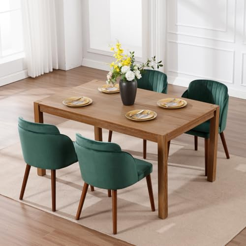 DAYALANE Esszimmerstühle 4er Set, Küchenstuhl Polsterstuhl mit Holzbeinen aus Samt, Getuftete Rückenlehne Wohnzimmerstuhl für Esszimmer Wohnzimmer Küche Schlafzimmer, Grün