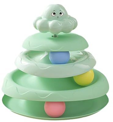 WJnflQN Jeu de balles pour chat - Jouet boule à 3 étages pour chat - Planche à gratter avec sécurité antidérapante et jeu de mouvement pour petits espaces - Plaisir de chasse en intérieur