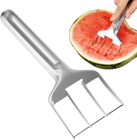 Cuchillo de sandía y tenedor | Herramienta de corte de sandía de funciones, utensilios de cocina de frutas para postres, ensaladas, picnic, viajes, camping, reuniones en el hogar para hombres y
