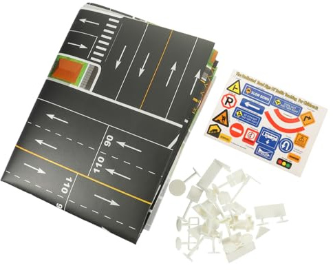 Toddmomy Tapis de Jeu Éducatif pour Garçon Fille avec Carte Ville et Panneaux de Signalisation Routière pour Apprentissage des Règles de Circulation et Jeux Salle