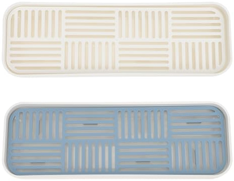 Toyvian 2 ensembles Plateau à Thé Double Couche Drainant Blanc et Bleu Plateau de Service Rectangulaire Léger pour Amateurs de Thé