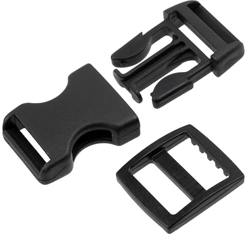 Aerzetix - Set di 6 fibbie con chiusura rapida regolabile + 6 fibbie scorrevoli per la regolazione di cinghie e bretelle | in plastica nera